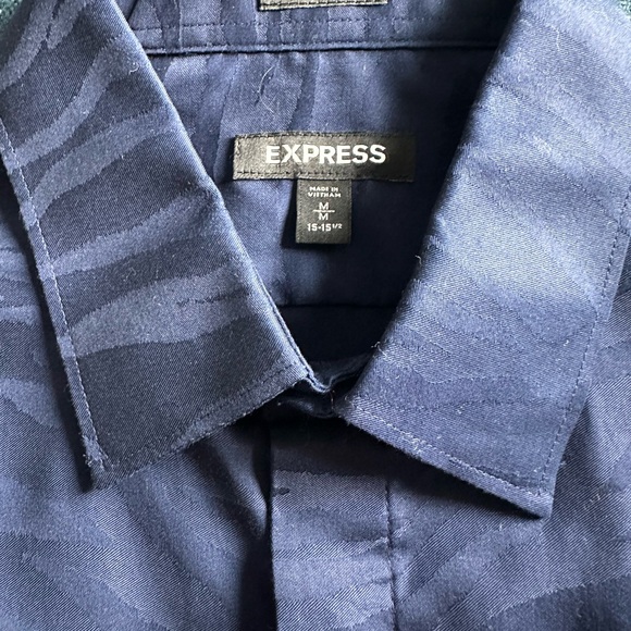 Express Navy Patterned Shirt - Picture 2 of 2